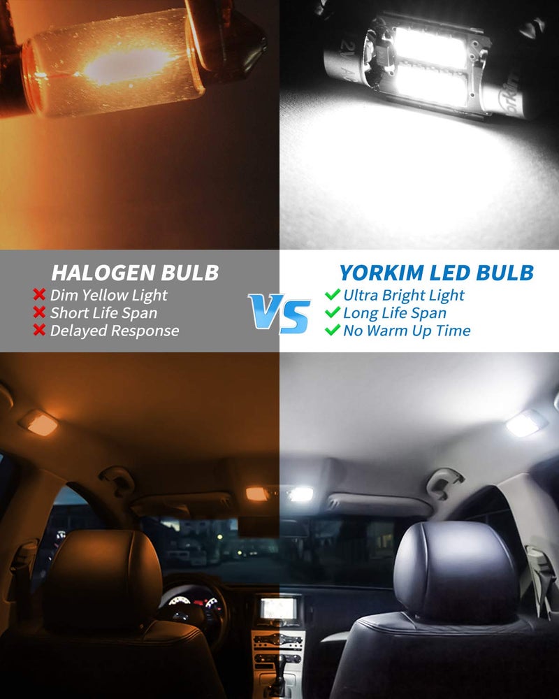 Yorkim DE3022 LED Bulb 31mm Festoon LED Bulb White Super Bright CANBUS 10-SMD 4014 Chipsets, 3175 DE3175 3022 LED For Car Interior dome map Lights, Pack of 4 - Image 3